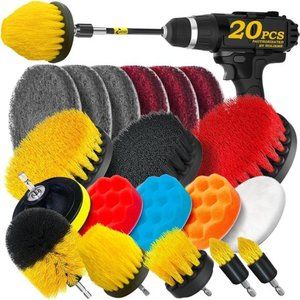 20Pack Drill Brush Attachments Set, Scrub Pads & Sponge, Buffing Pads,PowerBrush